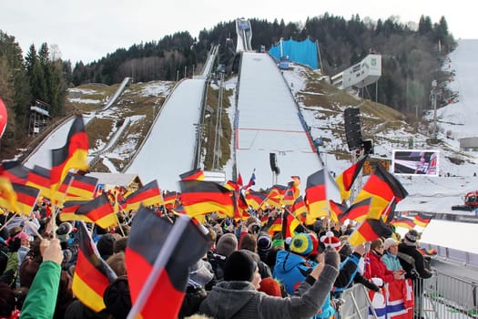 Atmospheric scenery at the New Year's ski jumping in Garmisch-Partenkirchen