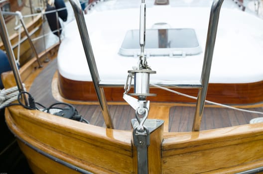 one beutiful boat made of wood with many nice detail