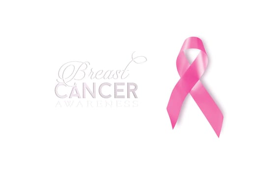Breast cancer awareness pink ribbon background with text, includes clipping path to cut and paste on top of a design. Ideal for social media cover or charity