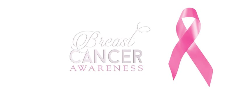 Breast cancer awareness pink ribbon background with text, includes clipping path to cut and paste on top of a design. Ideal for social media cover or charity header.