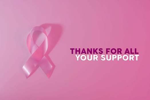 Breast cancer awareness pink ribbon background with text, includes clipping path to cut and paste on top of a design. Ideal for social media cover or charity.