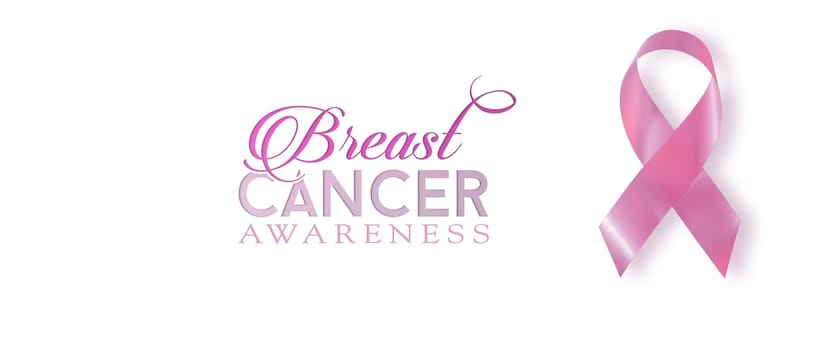 Breast cancer awareness pink ribbon background with text, includes clipping path to cut and paste on top of a design. Ideal for social media cover or charity.