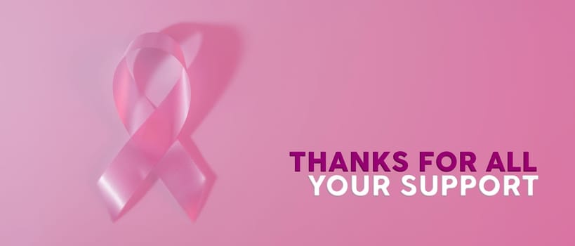 Breast cancer awareness pink ribbon background with text, includes clipping path to cut and paste on top of a design. Ideal for social media cover or charity.