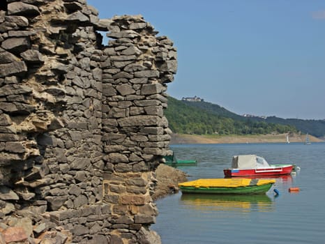Colorful fishing boats at the turned-out Bericher Hut