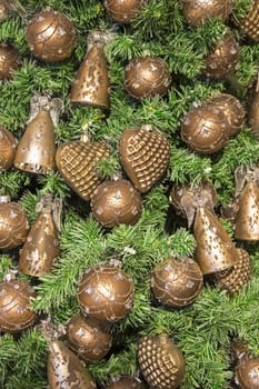 Ornaments on a christmas tree close-up