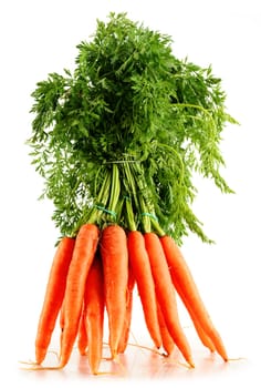 Fresh carrots bunch isolated on white background
