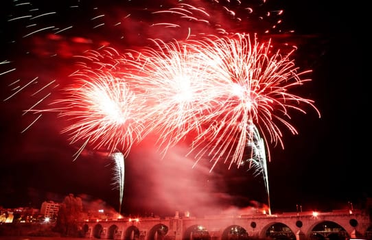 People observing the Puente de Palmas fireworks at San Juan festivity night