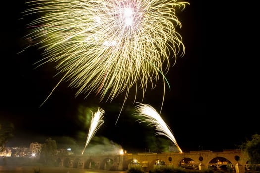 People observing the Puente de Palmas fireworks at San Juan festivity night