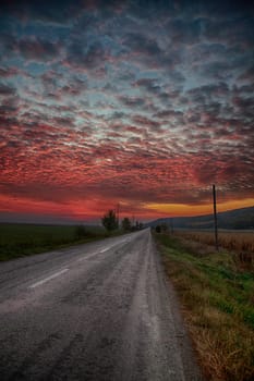 Sunrise in the countryside of Moldova region of Romania in autumn.