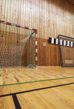 Soccer goalpost in old gymhall