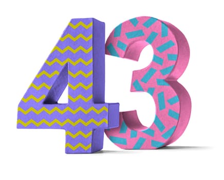 Colorful number made of cardboard - number 43