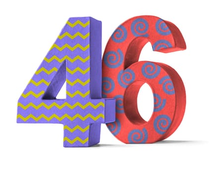 Colorful number made of cardboard - number 46