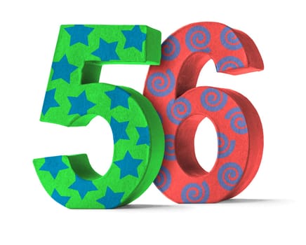 Colorful number made of cardboard - number 56