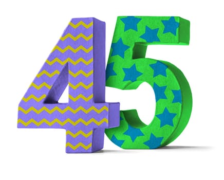 Colorful number made of cardboard - number 45