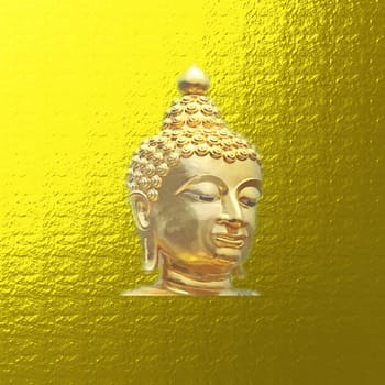 with a fine brush painted golden buddha on colored background