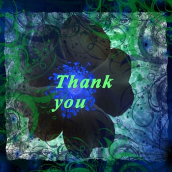 Thank you written in letters on a floral background