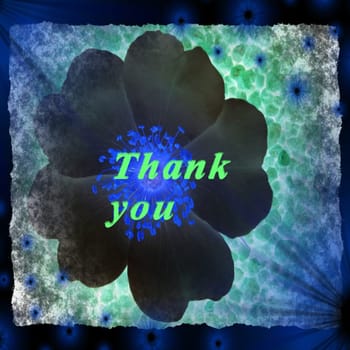 Thank you written in letters on a floral background