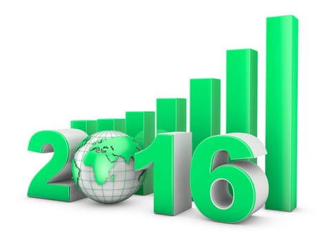 2016 Globe and green diagram on the white background