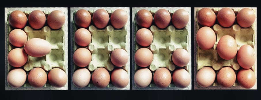 Eggs packages with letters forming the word eggs