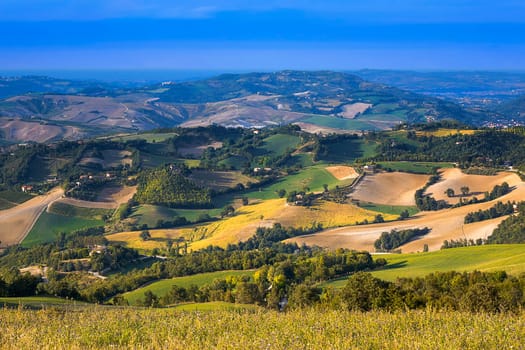 Wide view from Urbino to the Adriatic Sea