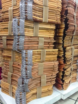 Loads of wooden hangers for sell at shop