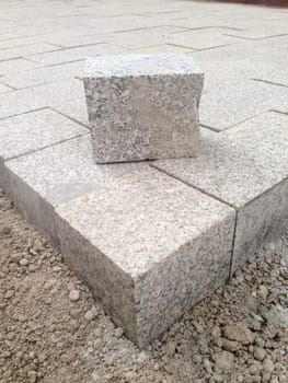 Cube granite brick for laying paving floor in construction site