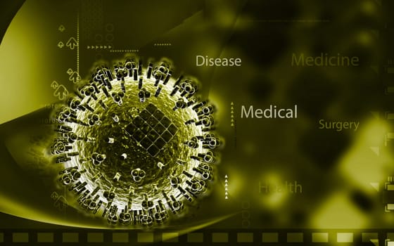 Digital illustration of avian virus in colour background