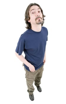 young casual man full body in a white background