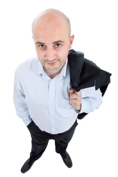 young casual man full body in a white background