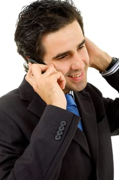 young business man on the phone, isolated