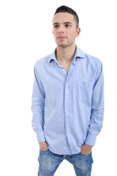 young casual man portrait, isolated on white