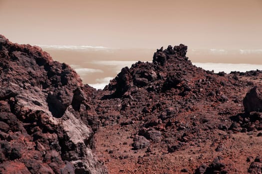 Dramatic surface of red planet Mars