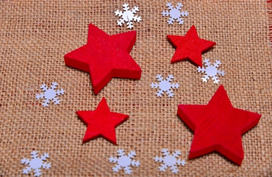 Christmas Background with Stars Fabric Linen