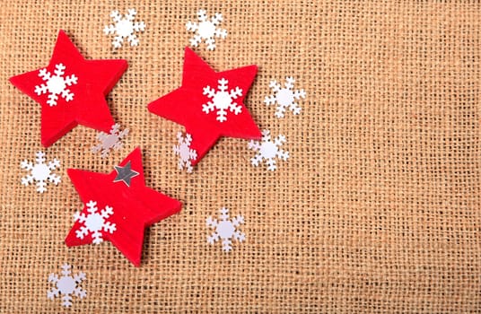 Christmas Background with Stars Fabric Linen