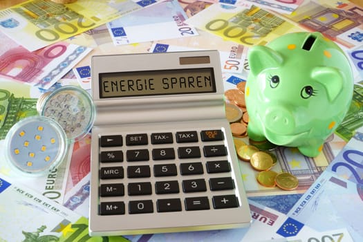 The words save energy on display from calculator
