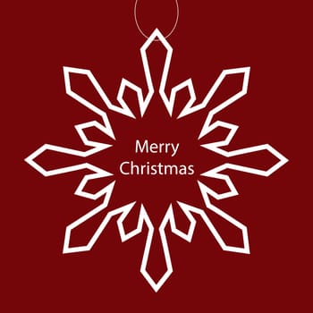 Merry Christmas snowflake holiday background. White message on red background vector