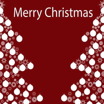 Merry Christmas balls tree garland. Holiday tree vector background red white