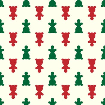 Red and green snowmen Christmas seamless pattern vector background