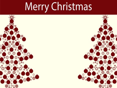 Merry Christmas balls tree garland. Holiday tree vector background red white