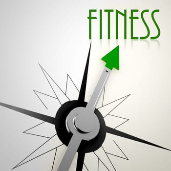 Fitness on green compass. Concept of healthy lifestyle
