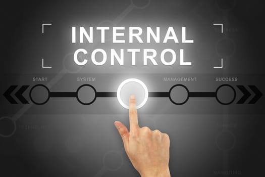 hand clicking internal control button on a touch screen