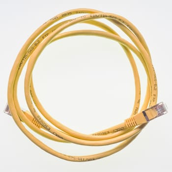 LONDON, UK - JUNE 30, 2015: Ethernet cable with RJ45 plug for LAN local area network connection