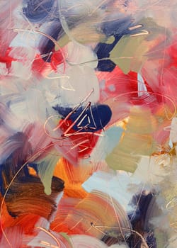 hand-painted oil paint layers on canvas with line texture