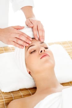Relaxed lady lying with eyes closed