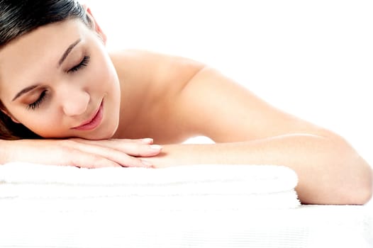 Pretty woman enjoying her spa treatment
