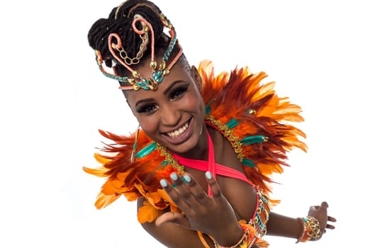 Closeup shot of a gorgeous female samba dancer