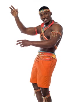 Young samba dancer making his moves