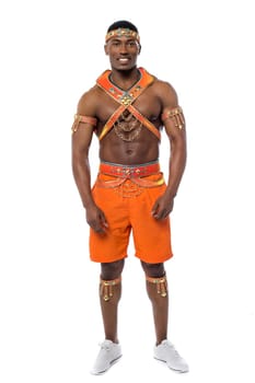 Full length portrait of a male samba dancer