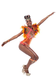Samba dancer showing her move to the camera