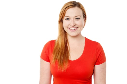 Smiling beautiful lady isolated on white